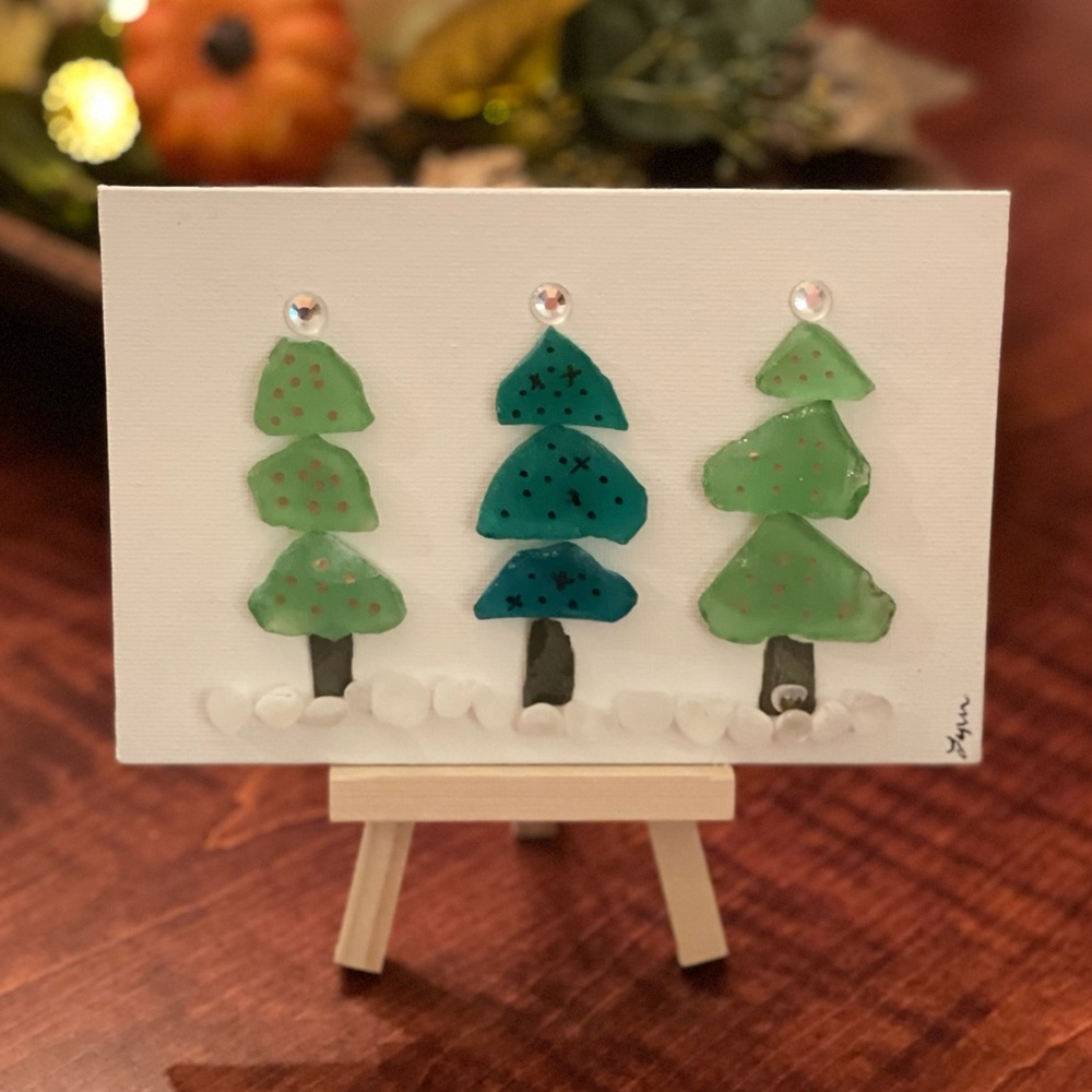 Holiday Tree Sea Glass Canvas Art